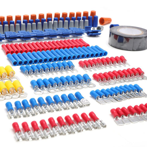 WORKPRO 582-piece crimp terminals kit with assorted insulated terminals in red, blue, and yellow