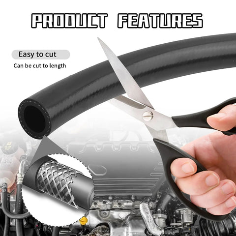 9.84 ft black heater hose, 16mm ID x 24mm OD, silicone automotive coolant hose with braided interior, Amazon brand