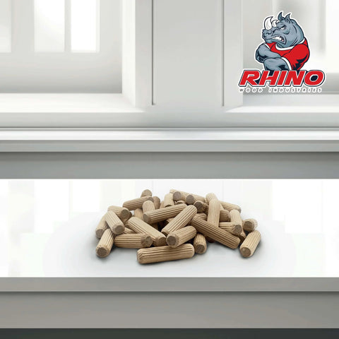 3/8 In X 1-1/2 In Dowel Pins, 500 Pack, Kiln-Dried Birch Hardwood, Fluted And Beveled Ends, Glue-Ready Grooves For Strong Joints