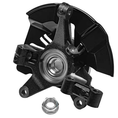 Beefed-Up AWD Front Steering Knuckles With Hubs And Rear Wheel Hub Bearings Kit For 2007 2015 Mazda CX 9 Includes Two Front Knuckles With Hubs And Two Rear Bearings For Easy Replacement, showing front knuckle and hub focus