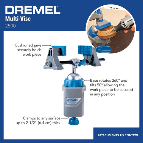 3 in 1 Multi Vise Attachment for Dremel Rotary Tool Stationary Vise with 360 Degree Rotation and Cushioned Jaws for DIY