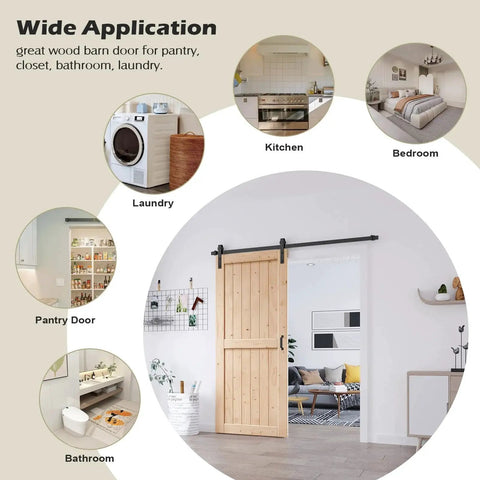 36 By 84 Inches Sliding Barn Door Solid Spruce Panelled Slab With H Frame For Interior Rooms And Storage Closets DIY Assembly