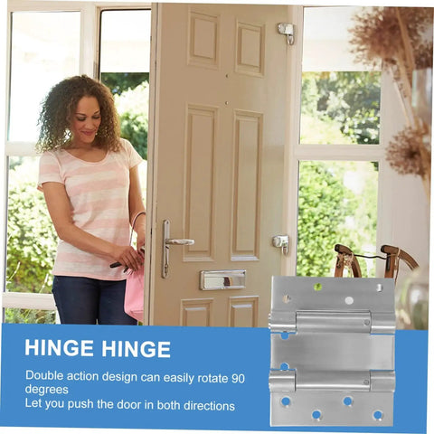 Heavy Duty Spring Loaded Double Swing Door Hinges For Backyard Doors Self Closing Mechanism installed on patio door by Holibanna