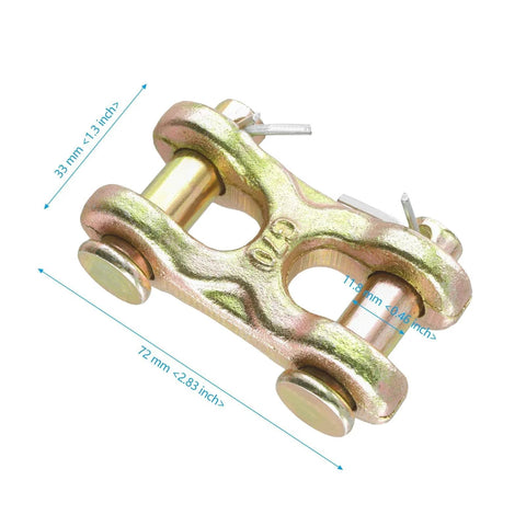 8 Pack 3/8 Inch Twin Clevis Link Zinc Plated G70 Forged Chain Repair Links For Truck And Trailer Tie Downs With 6600 Lb Working Load Limit