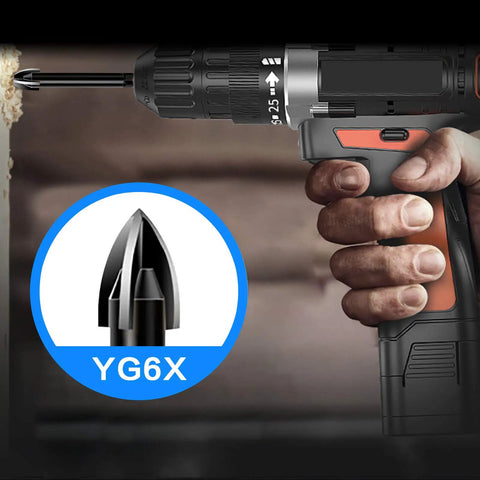 10 Piece Glass Concrete Drill Bit Set With Hex Shank Tungsten Carbide Tips for drilling in action, YG6X material close-up