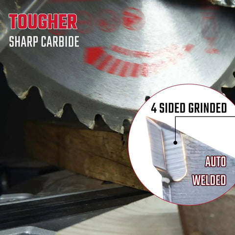 Heavy Duty Five And A Half Inch Circular Saw Blades With Ten Millimeter Arbor For Wood Plastic And Composite Materials, close-up on carbide tipped teeth, pro grade TCT blades