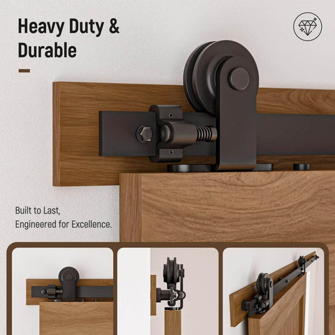 4 Foot Sliding Barn Door Hardware Kit Heavy Duty Built To Last Black T Shaped Track System for 24 Inch Door Panel