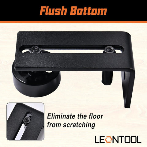 Sliding Barn Door Floor Guide Kit Two Pack With Bottom Adjustable Stay Roller, carbon steel, black finish, top view.
