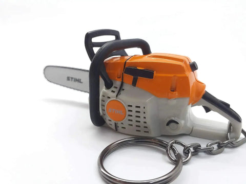 Battery Operated Chainsaw Keyring With Realistic Sound Effects, Orange Mini Tool Charm For Gear Junkies And Collectors
