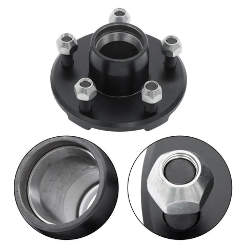 5 On 4.5 Inch Trailer Hub Kit With Square BT16 Spindle And Complete Bearing Set Including L44649 L44610 Bearings Grease Seal Dust Cap