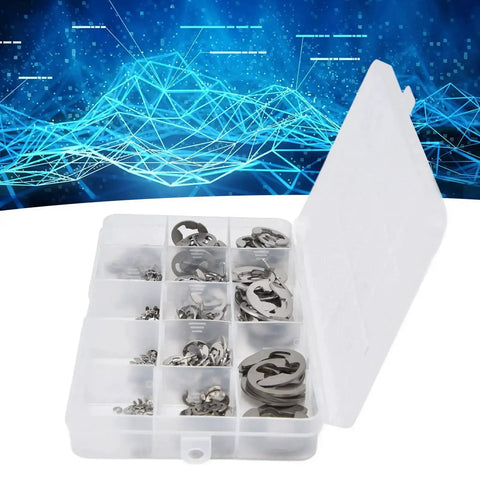 Beefy E Clip Circlip Retaining Ring Set 604 Stainless Steel Assortment Kit For Bearings And Gears Includes 1.5mm To 15mm Sizes