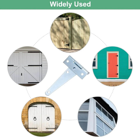 Iron T Strap Shed Door Hinges 4 Pack 4 Inch Barn Door Gate Hinges Tee Hinge Wrought Iron Hardware With Screws For Wooden Fences