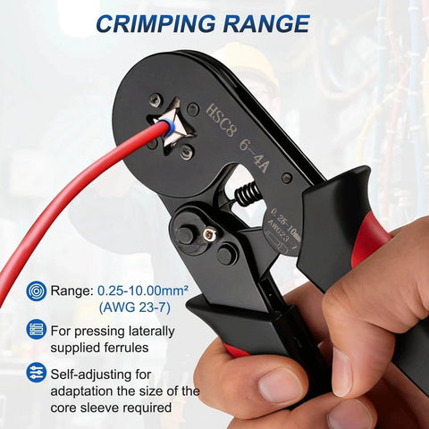 Premium Ferrule Crimping Tool Kit With 1800 Wire End Terminals For AWG 23 to 7 0.25 to 10mm2, crimping wire tool close-up