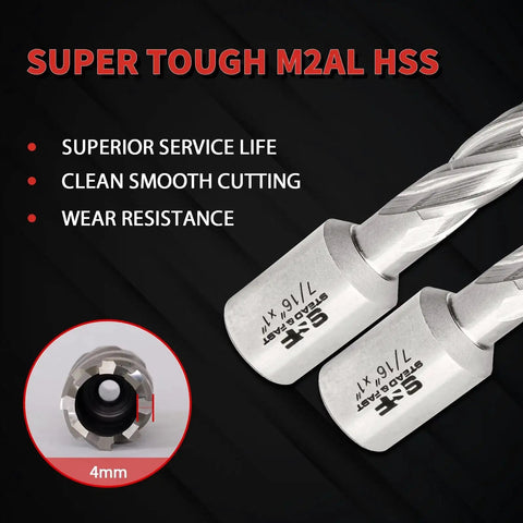 Annular Cutter Set 13 Pc for Magnetic Drill Press by S F Stead Fast, shows close-up of HSS M2AL core bits and durability features.