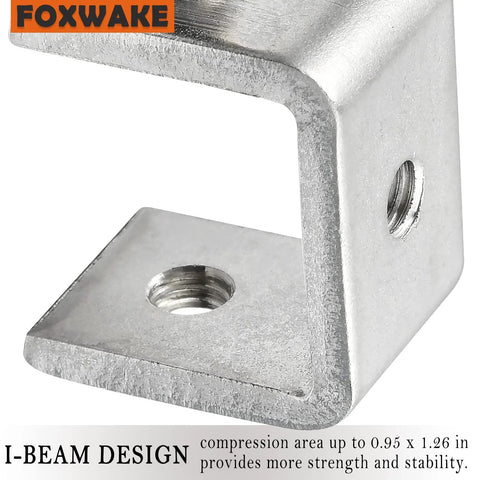 Stainless steel mini C clamp by Foxwake with I-beam design, wide jaw and mounting hole