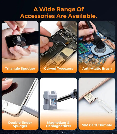 Image showing accessory tools from the 52in1 Mini Precision Screwdriver Set With S2 Military Grade Alloy Bits Magnetic Repair Tool Kit For Phone PC Laptop