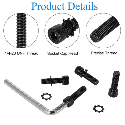 Replacement Allen Head AR Grip Screws Kit With Exterior Tooth Lock Washers In Black Zinc Plated Quarter Inch Twenty Eight UNF