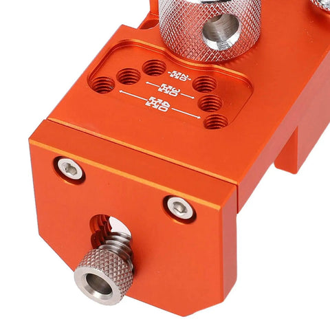Close-up of an Integrated Aluminum Profile Drill Jig For Automated Assembly Lines, Time-Saving Tool with anodized finish and features.