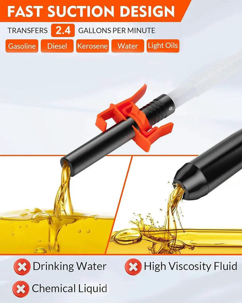 Portable Battery Powered Siphon Pump For Gas Diesel Water Transfer 2.4 GPM demonstrating fast fluid transfer