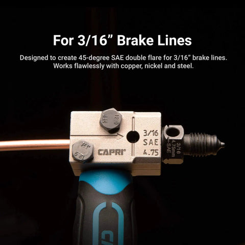 Three Sixteenth Inch Double Flaring Tool For SAE 45 Degree Flares On Line Tubing, close-up view with 3/16 inch capacity.