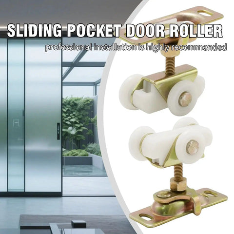 Sliding Pocket Door Rollers Assembly, 2 Pack Top Hanger Replacement Kit For Johnson Bypass Closet Doors, Three Quarter Inch Roller Wheels