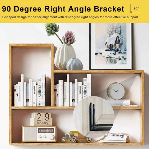 Heavy Duty 10 Pack L Brackets For Shelves 2 By 1 By 0.5 Inch Slotted Corner Braces Black 90 Degree Right Angle Supports