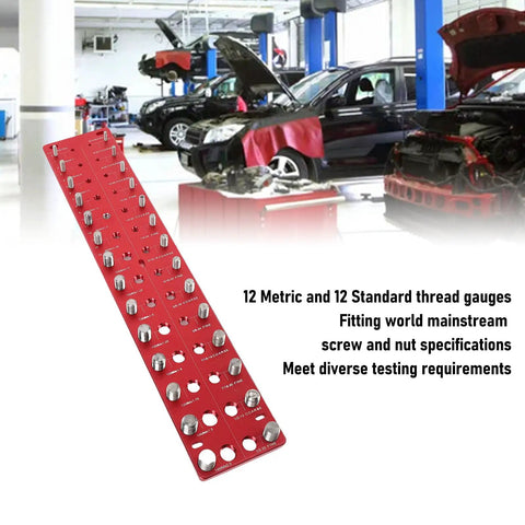 Nut And Bolt Thread Checker Set With 28 Hole Metal Gauge For Metric And Standard Threads Handy Size Finder For Nuts And Screws in workshop