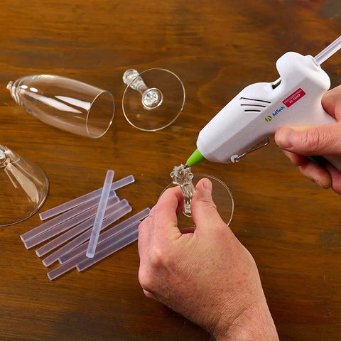 Hot Glue Sticks Mini 4 Inch Clear 30 Pack Multi Temp Wood Metal Glass Fabric used for glass repair