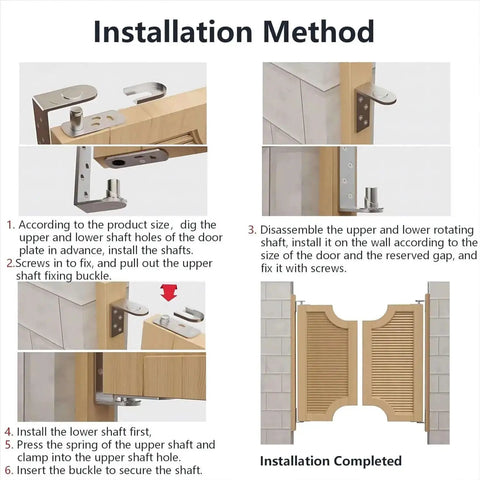 Installation guide for Heavy Duty Double Acting Saloon Door Hinge With Gravity Self Closing For Cafe Or Bar Swing Door 304 Stainless Steel