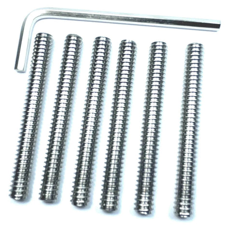 Six Piece Set Screws One Quarter Twenty Inch Hex Socket Stainless Steel 304 With Allen Head and One Eighth Inch Hex Wrench Included