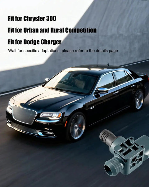 Front view of a black Chrysler sedan with a gray 3-pin power brake booster sensor in the lower right corner