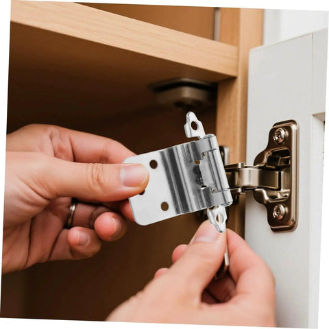 8 Pack Heavy Duty Self Closing Inset Cabinet Hinges being installed on a kitchen cabinet door, showcasing durable soft close functionality.