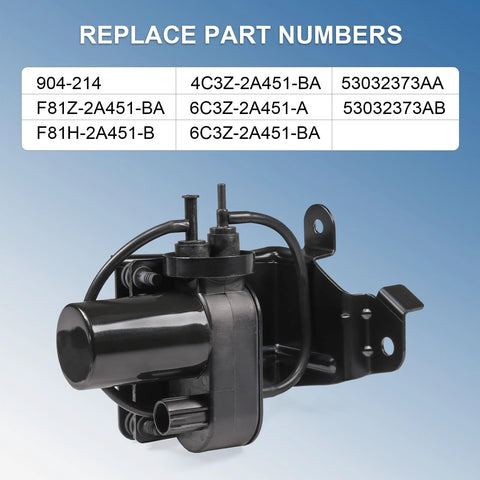 Electric vacuum pump with mounting bracket, black plastic housing for automotive use.