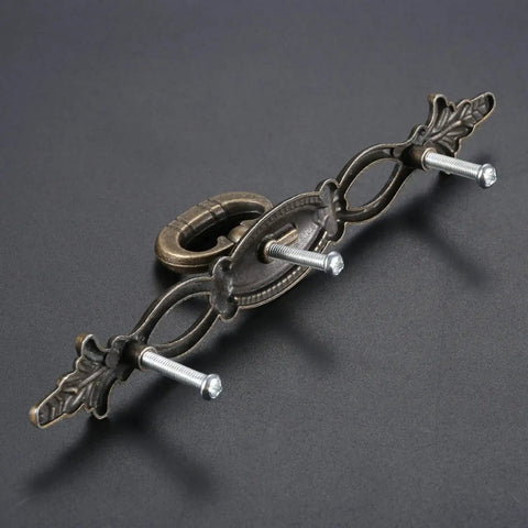 Vintage Style Antique Bronze Cabinet Pulls Handles 2 Pack Hollow Decor For Furniture Drawer with Screws, Zinc Alloy