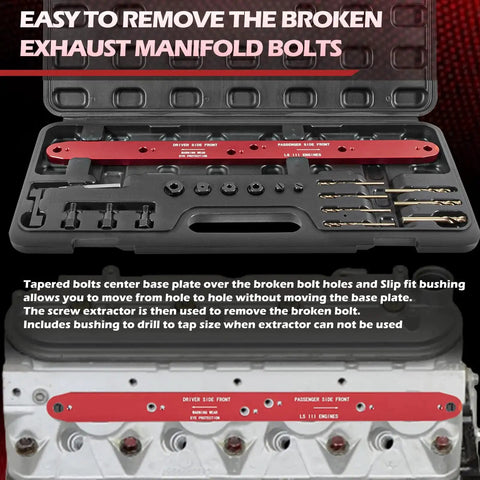 Manifold Drill Template for GM LS Engines 1999-2007 Removes Broken Exhaust Bolts kit in case