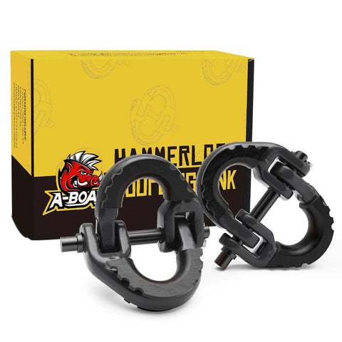 Two Pack Half Inch Safety Chain Connector Links Hammerlock Coupling For Trailer Chains Drop Forged Steel Black Galvanized
