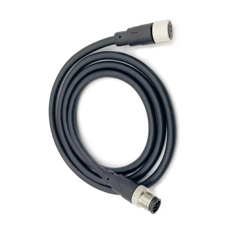 3.28ft M12 12 Pin Male To Female Connector Cable A Code Straight Profibus IP67 Waterproof Beefy Heavy Duty Industrial Fieldbus Cable For Sensors And Modules PVC Jacket AWG26 30V 1.5A One Meter