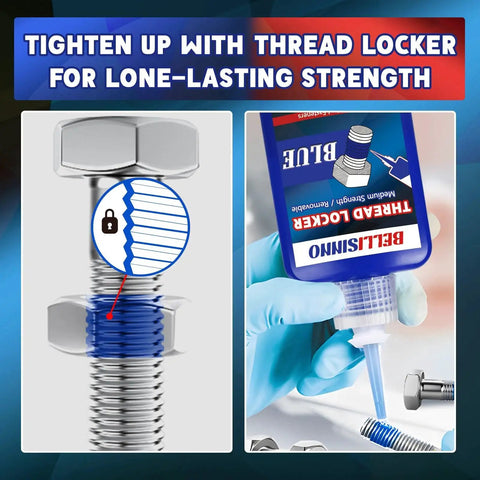 Blue And Red Thread Locker Two Pack Medium And High Strength Thread Locker For Nuts Bolts Fasteners And Metals Anaerobic Curing