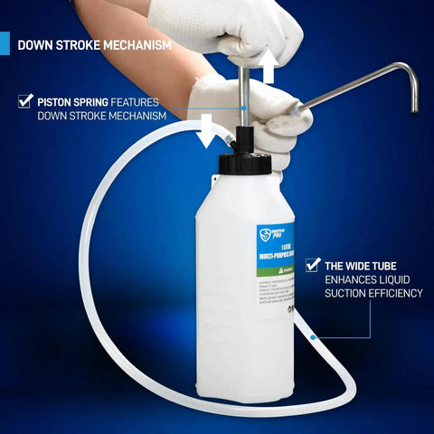 1 Liter Oil Transfer Pump For Engine And Transmission Fluids Narrow Space with hose and ergonomic handle