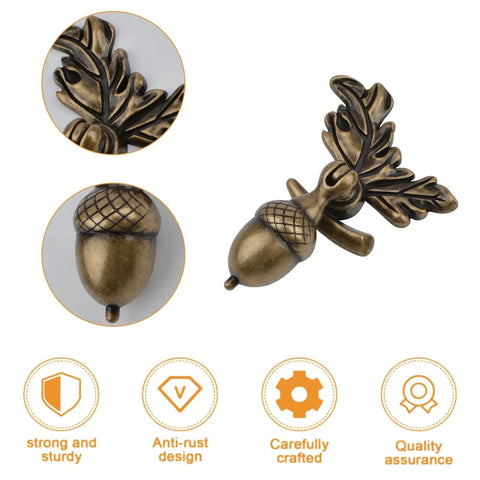 Acorn Drawer Knobs With Leaf Pedestal Eight Piece Set In Antique Zinc Alloy And Copper Finish Squirrel Knob Pendant Pull Handles
