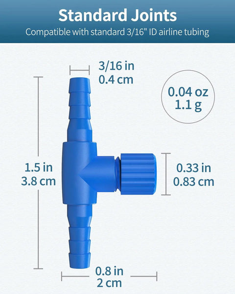 Super Handy Affordable Aquarium Air Control Valves Pawfly For 3/16 In ID Airline Tubing Single Way Flow Regulators Adjustable