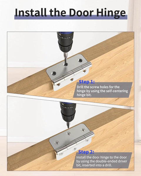 All In One Door Hinge Jig Kit For Quick Mortises Fits Three To Five Inch Hinges And One Quarter Or Five Eighths Inch Door Thickness Router Template tutorial showing installation on wooden door