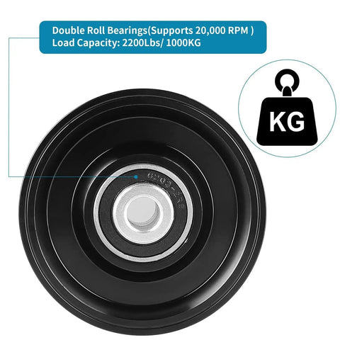 V Groove Wheel Caster For Inverted V Track With Double Bearings, highlighting 2200 Lbs load capacity and steel construction.