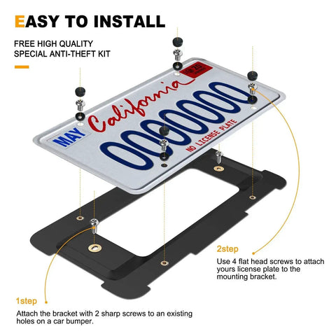 Rear License Plate Holder Bracket For BMW And Mini Cooper Bolt On Frame With Screws installation guide