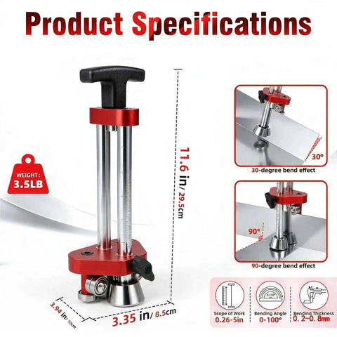 Sheet Metal Roller Pro Grade 1-Station Bender for Iron Aluminum Copper Stainless Steel with 0-100 Degree Bend Range, product specifications