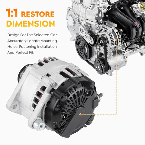 2.5L Alternator Replacement For Nissan Altima 2007 2013 Sentra 2007 2012 Rogue 2011 2013 Rogue Select 2014 2015, front view