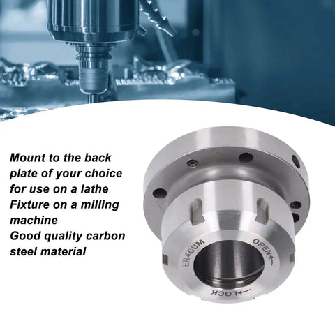 ER40 Collet Lathe Chuck Carbon Steel Heavy Duty Compact Replacement 80 mm Diameter For CNC Milling Machines Back Plate Mount