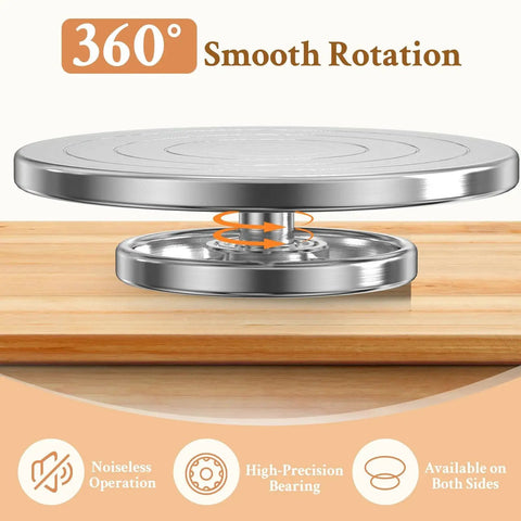 Side view of Pro Pottery Wheel For Ceramics By Yncotte, 12 Inch Sculpting Wheel, Double Sided Banding Wheel, Aluminum Alloy Turntable