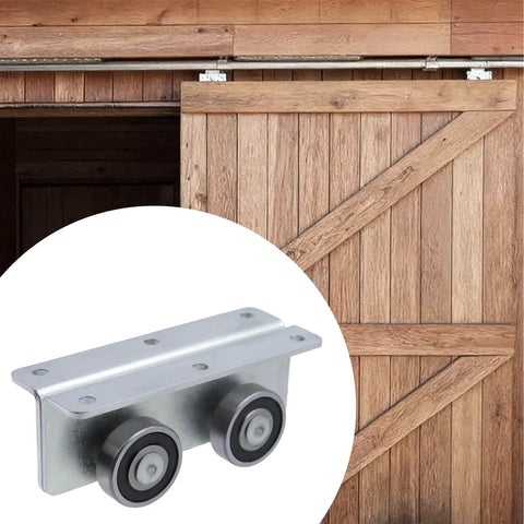 Beefy Heavy Duty Sliding Door Rollers 4 Wheel Trolley for Barn or Shed, fits 50mm strut channel, galvanized iron