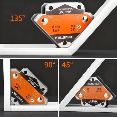 Heavy Duty Magnetic Welding Magnets Set Four Pieces, Each Holds Up To 25 Lb, Pro Grade Adjustable 45 90 135 Degree Angled Clamps For Welding Projects, Solid Holding Power, Must Have Welding Accessories By Themethla.